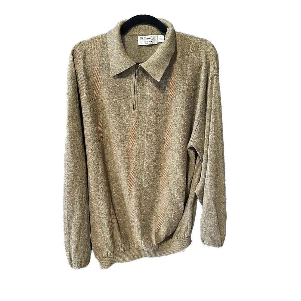 St. Croix Knits Men's Long Sleeve Quarter-Zip Textured Knit Polo Sweater